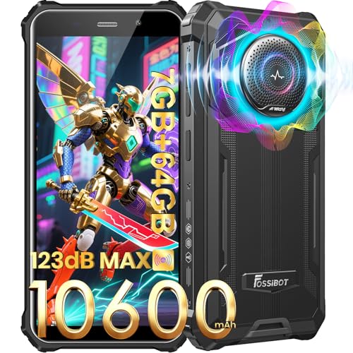 FOSSIBOT F101P Rugged Phone Unlocked,10600mAh Unlocked Phone 123dB Loud Volume Phone, 7GB+64GB/1TB, 24MP Camera Waterproof Smartphone 4G Dual SIM/OTG/2Ghz Octa-core,5.45"(2026),