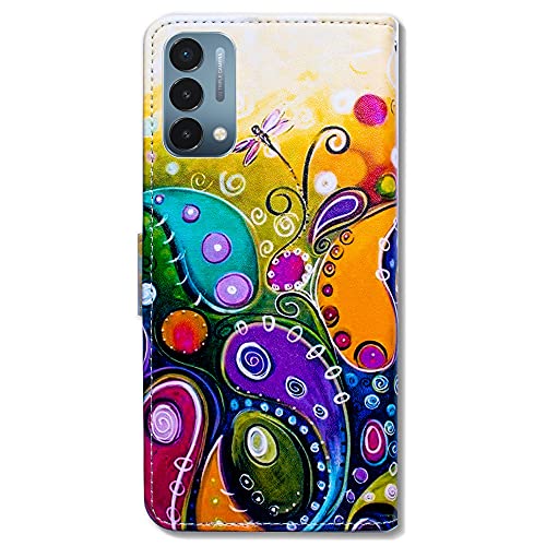 Image of Bcov Case for OnePlus Nord N200 5G, Colorful Dragonfly Leather Flip Phone Case Wallet Cover with Card Slot Holder Kickstand for OnePlus Nord N200 5G