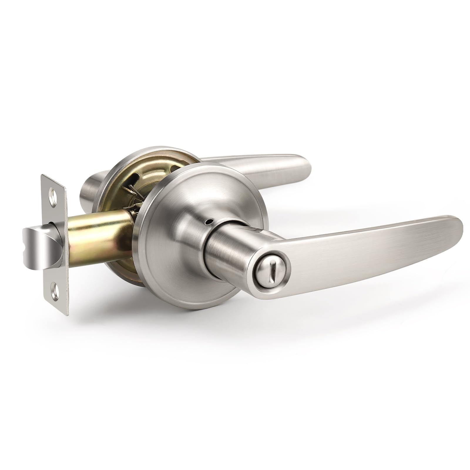 KNOBWELL Privacy Door Lever, Satin Nickel