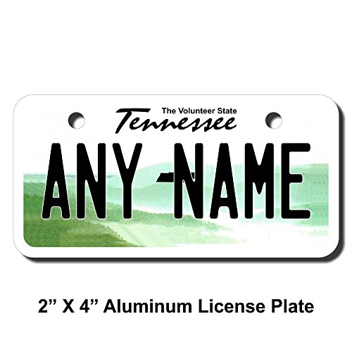TEAMLOGO Personalized Tennessee License Plate - Sizes for Kid's Bikes, Cars, Trucks, Cart, Key Rings Version 2 (2 x 4 Aluminum License Plate)