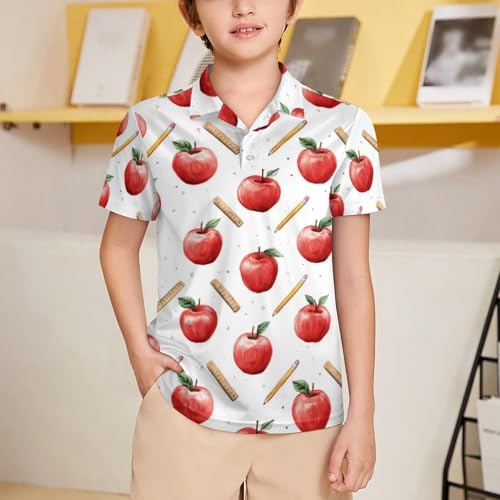 Boys' Classic Polo Shirts Short Sleeve Moisture-Wicking Golf & Tennis Shirts for Youth Teens Cactus Cute2