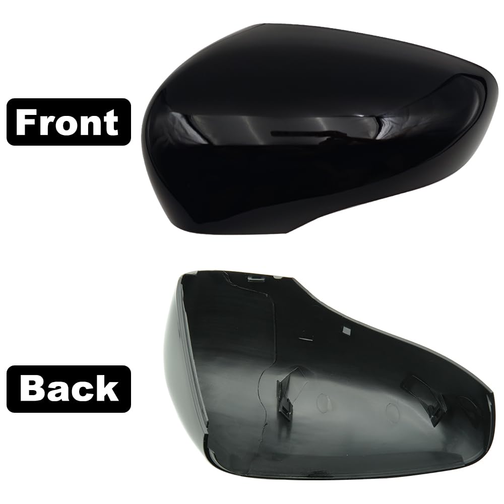 Tappi per Specchietti, Copri Specchietto Retrovisore Auto Coppia Calotte Specchio Destra + Sinistra Nera Sostituzione per Renault Clio 4 Captur Zoe