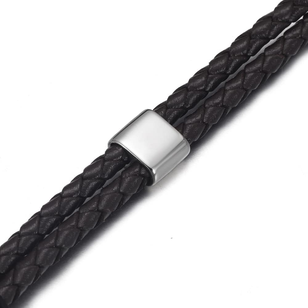 10pcs Stainless Steel Two Hole Spacer Beads Multi-Strand Linking Connector for Leather Cord Bracelets Jewelry Making (Styles-A) - Image 2