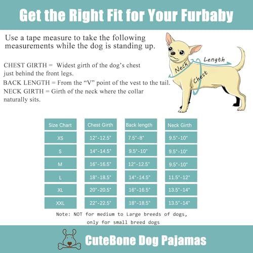 Image of CuteBone Soft & Stretchy Dog Pajamas - Cozy Pet Jammies Breathable Jumpsuit for Small Dogs - All-Season Comfy Outfit Easy-On Pullover Design - Keeps Pets Warm & Comfortable P06XS