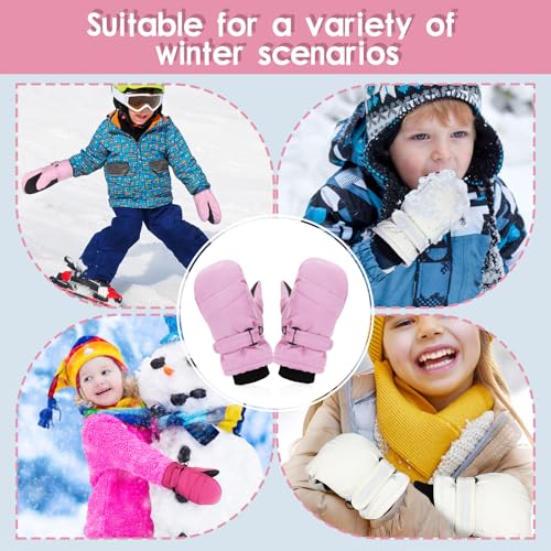 Image of Geyoga 4 Pairs Kids Mittens Waterproof Ski Gloves Boys Girl Warm Snow Winter Mittens for Kids Toddler Outdoor Activities