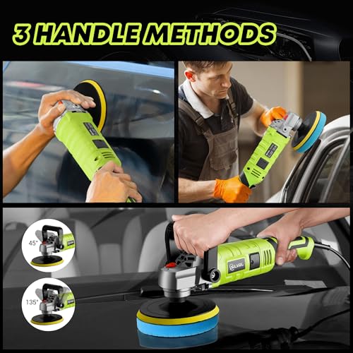Image of SILVEL Buffer Polisher, 1600W 7 Inch /6 Inch Polisher for Car Detailing, Wax Machine, 7 Variable Speed, with 6 Foam Pads, 3 Wool Pads, Packaging Bag, for Boat Polishing and Waxing