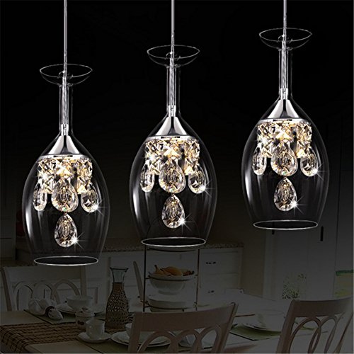 Moderne Verre à vin rouge Cristal design minimaliste salon chambre mode personnalité créative Lampe suspension Lustre, intensité variable Lumière chaude + lumière froide LED  inclure Ampoules