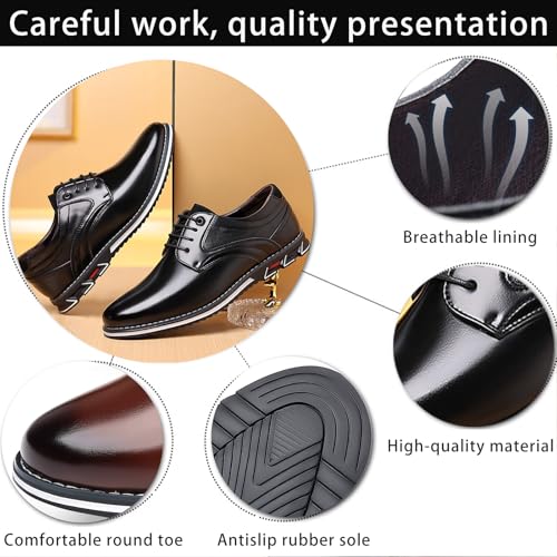 Men's Leisure Dress Oxford Sneakers Comfort Round Toe Lace Up Anti-Slip Lug Sole Classic Derby Shoes for Business Office Driving Walking Shoes2