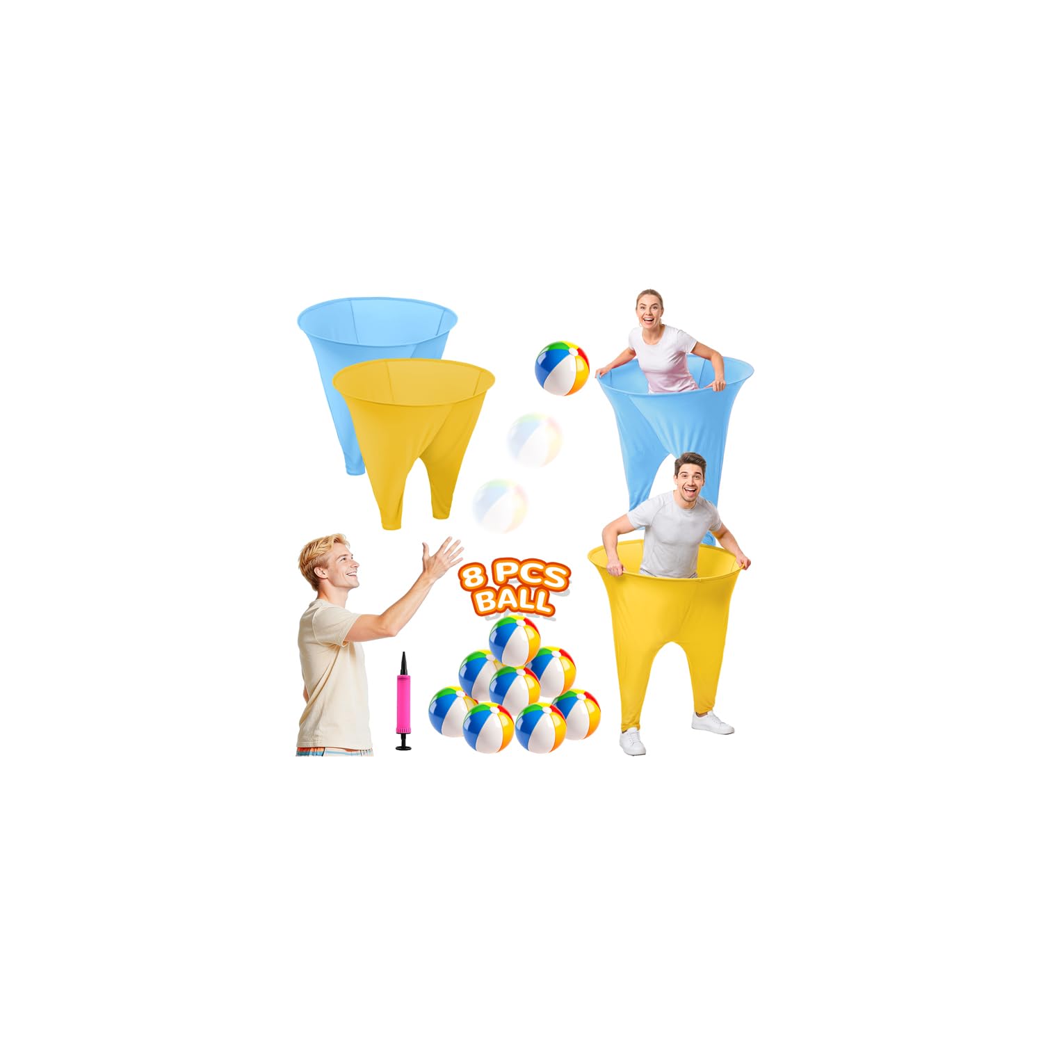 ROMANKAS Granny Pants Yard Game with 8 Bouncy Balls and 1 Air Pump (Random Colors) 2 Pack Granny Pants Game Ring Toss Game Set Granny Pants Outdoor Games for Adults and Family