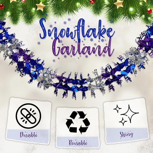 5Pcs Christmas Foil Hanging Decorations, 10M Total Foil Snowflake Christmas Garlands Wall Ceiling - Image 4