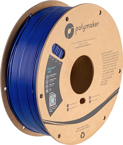 Polymaker ABS Filament 1.75mm Blue, 1kg PolyLite ABS 3D Printer Filament, Heat Resistant, Strong & Durable, Dimensional Accuracy +/- 0.03mm