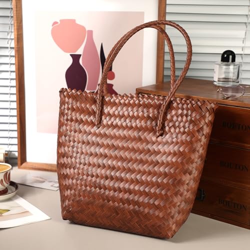Image of Tavaleu Straw Beach Bags for Women, Tote Handbag Shoulder Bag for Women, Beach Straw Purse Buckets Summer Fashion Hobo Bags
