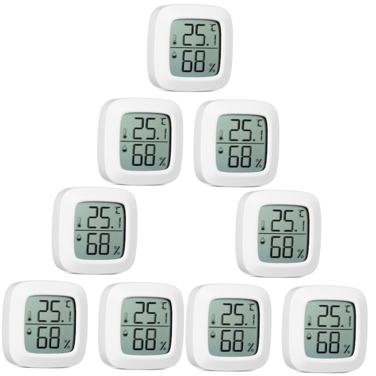 BESPORTBLE 9 pcs Pack Hygrometer Number car Outdoors Room Temperature Monitor Indoor Thermometer Outdoor Thermometer for Room Temperature Celsius Big Numbers White