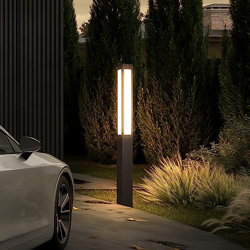 Image of Landscape Path Light, 71 inch Modern Outdoor LED Luxury Bollard Lighting with IP54 Waterproof for Lawn Courtyard Driveway Pathway Decoration