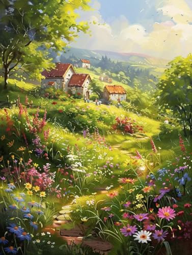 Peinture par numero adulte detente kit complet DIY paysage cabine
