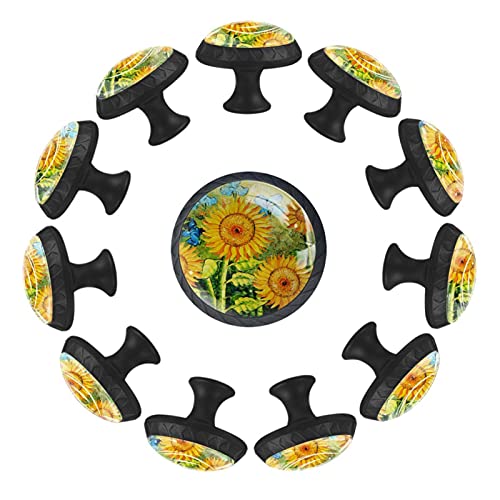 Boutons de tiroir de commode ronds tournesol pour chambre 12pcs - 2