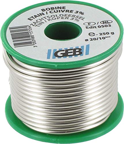 GEB – Material de soldadura, bobina de alambre de estaño soldadura, 3% cobre, diámetro 2 mm, 100 g