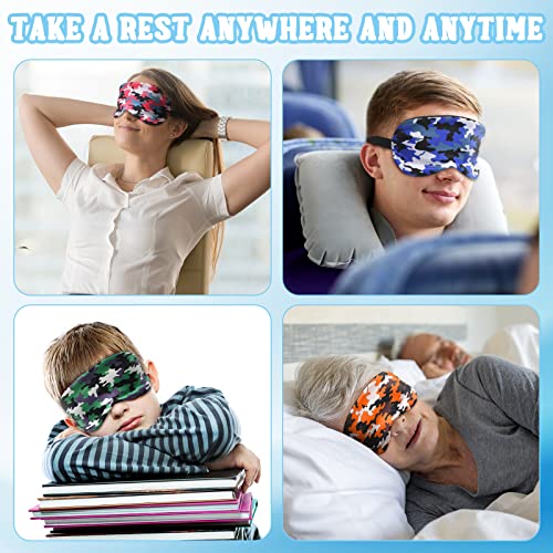 4 Pieces Camo Boys Sleep Mask Soft Sleeping Eye Masks For Kids Comfortable Artificial Silk Sleeping Masks With Elastic Straps For Sleeping Blocking Light For Men Women, 4 Colors #TOP6