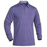 TACVASEN Men's Long Sleeve Golf Polo Shirts Quick Dry Performance Athletic Casual T-Shirt Purple, XL