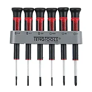 Teng Tools 6 Piece Flat Regular And PH Type Mini Screwdriver Set - MDM706, Silver