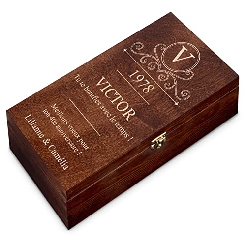 Maverton Boîte Caisse à Vin Personnalisée en Bois - Caisse en Bois de Pin avec Gravure - Coffret à Vin pour 2 Bouteilles - Cadeau Personnalisé - Coffret à Vin...