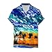 Camicia hawaiana per ragazzi Camicia ananas Camicia caraibica Camicie per uomo Costume hawaiano da uomo Set da bowling da uomo Camicie floreali hawaiane da uomo Liquidazione di vendita, Blu, 80
