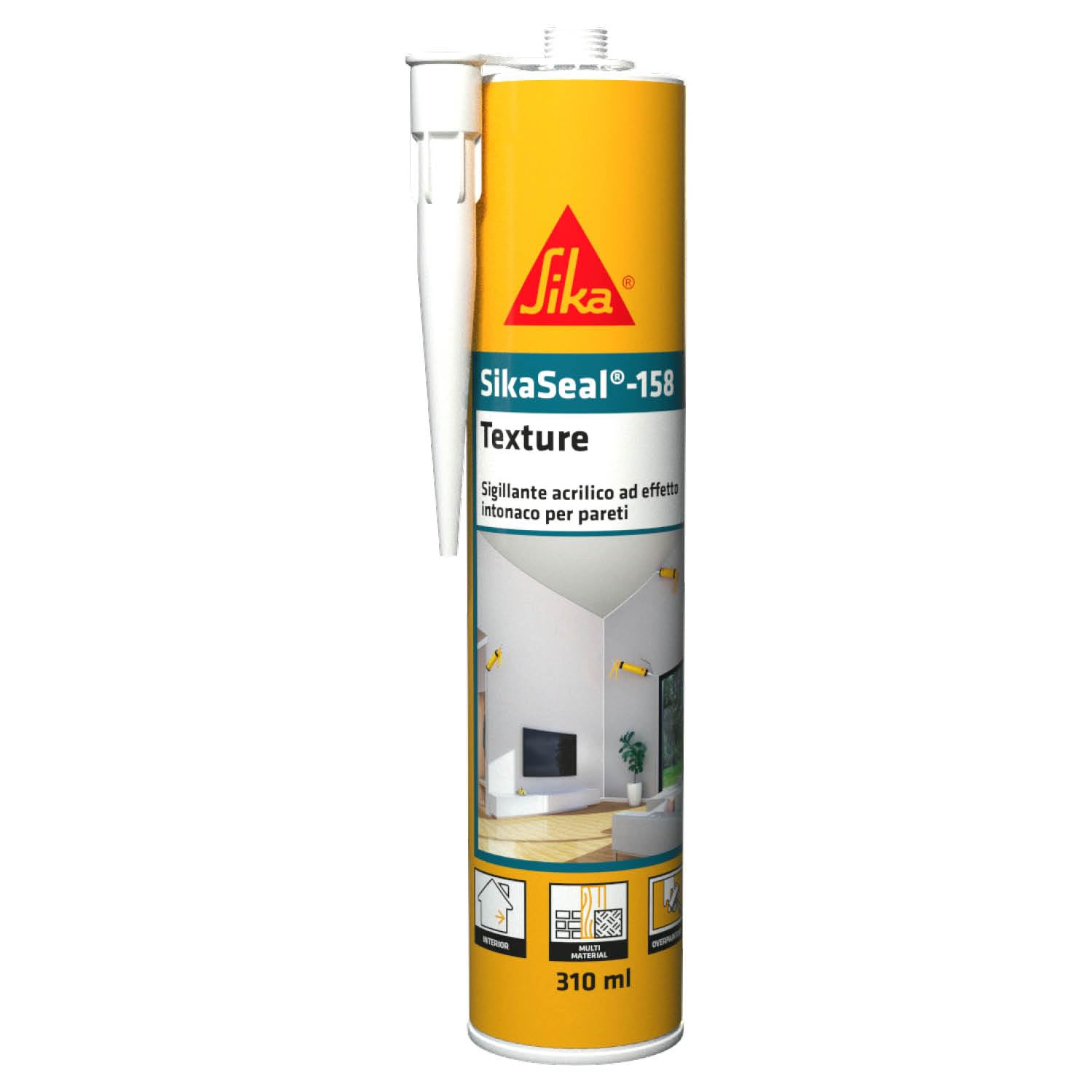 SIKA - Sigillante effetto intonaco - SikaSeal 158 Texture, Bianco - Riempie buchi e crepe nei muri in modo invisibile - Pronto all’uso, si mimetizza perfettamente - 310ml