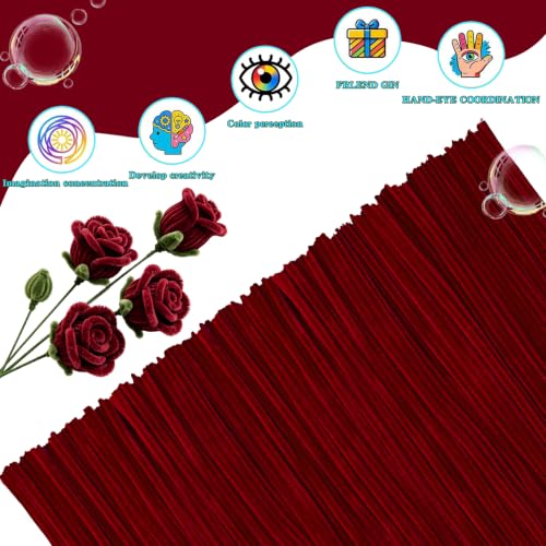 Image of VZF Pipe Cleaners Bulk Pipe Cleaner Flower Kit, DIY Pipe Cleaners Flowers Craft Stems for Classroom Decor Halloween Decor Limpia Pipas,Valentines Day Gifts Chenille Stems Crafting Supplies Craft Kits