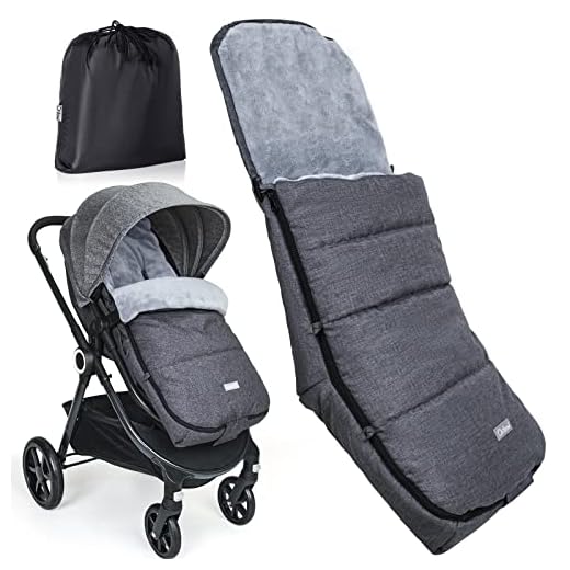 Orzbow Saco Silla Paseo Universal, Invierno Saco Capazo Bebe con Bolsa,Forro de Terciopelo Coral Cálido,Extraíble y Lavable a Máquina,Impermeable Saco Carrito Bebe con Cremallera Lateral (Gris)