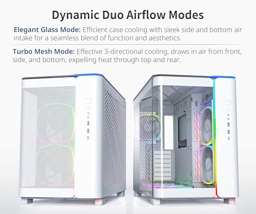 Image of MONTECH King 95 PRO Dual-Chamber ATX Mid-Tower PC Gaming Case, High-Airflow, Toolless Panels, Sturdy Curved Tempered Glass Front, 6 ARGB PWM Fan Pre-Installed with Fan Hub, White