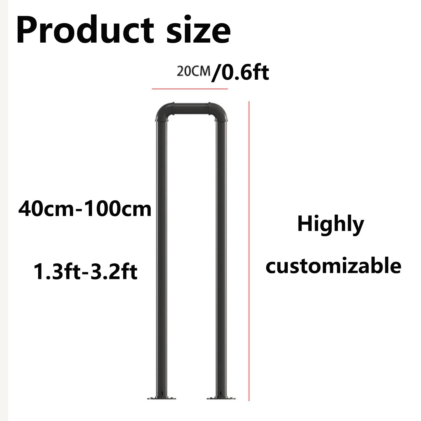 handlauf Edelstahl aussen Handlauf für Treppengeländer Rutschfester Haltegriff aus Metall 33 bis 107 cm U-förmiges Industriegeländer aus Eisenrohr Sicherheitsstützgriff für Treppengeländer