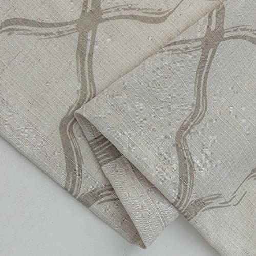 Beda Home-Geometric-Printed-Linen-Textured-Valance For-Kitchen-Living Room; Light-Filtering-Discontinued-Pattern-Topper For Small Window-Bedroom-Basement-Privacy Added (Beige, 52 X 18) #TOP4