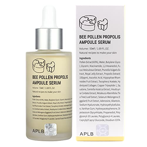 APLB Bee Pollen Propolis Ampoule Serum 1.69 FL.OZ. Korean Skin Care, Moisturizing, Balance Skin tone, Build protective skin barrier, Improve Skin Elasticity, Contain Pollen Extract and Vitamin C