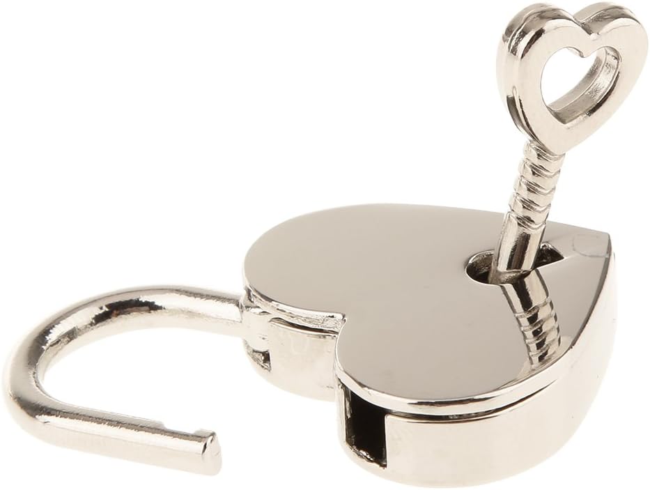 2 Pieces Small Metal Heart Shaped Padlock Mini Lock with Key for Jewelry Box Storage Box Diary Book,Silver - Image 4