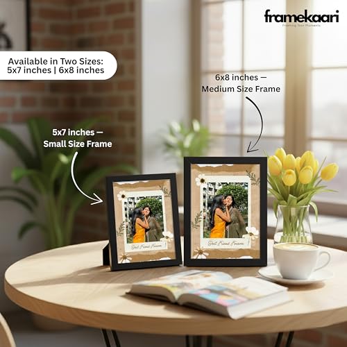 Image of Framekaari Friends Customized Photo Frame | Personalized Birthday Gift | Vintage Polaroid Design | Custom Photo | Tabletop & Wall Mount | Room & Home Decor | 16x21 cm (Design-14)