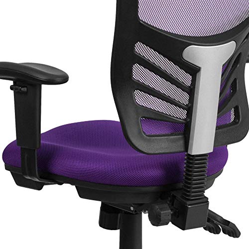 Flash Furniture Nicholas Mid-Back Purple Mesh Multifunction Executive Swivel Ergonomic Office Chair With Adjustable Arms #TOP6