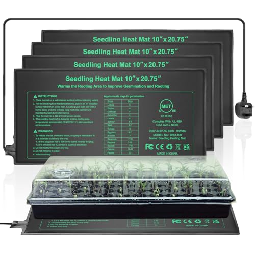 HYDGOOHO Seedling Heat Mat 53 x 25 cm-4 Pack Waterproof Heat Mat for Seed Starting Plant Heating Mats for Seedling Germination Hydroponic Reptile