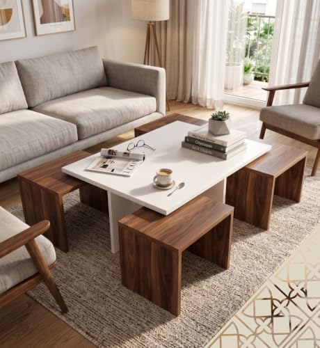 Image of Spyder Home Decore Nesting Coffee Table, Walnut & White