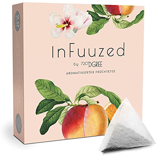 720°DGREE Sabor para Agua 'InFuuzed' - Naranja-Melocotón 1x 20 sobres - Bebida fría sin Azúcar, Calorías - Naturalmente deliciosa para tu botella - Alternativa a limonada, té helado, jarabe