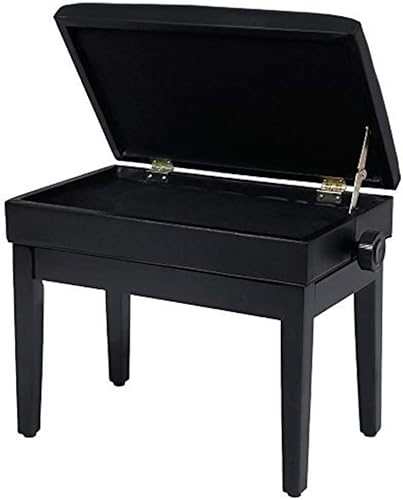 DYHQQ Verstellbarer Klavierbankhocker aus Holz mit Notenspeicher Schwarz