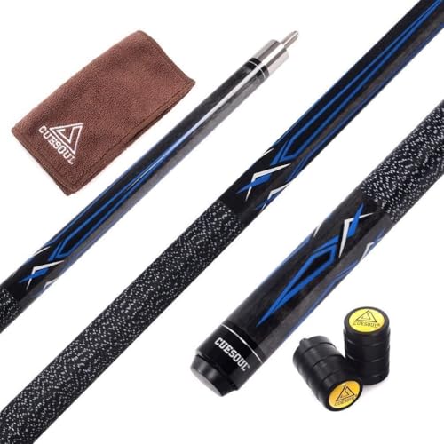 CUESOUL 58 Inch 19oz 1/2 Jointed Maple Billiard Pool Cue Stick Set with Irish Linen Wrap Canadian Maple Shaft Weight Adjustable 11.5mm 6-Layered Baked Pig Leather Tip & Rubber Bumper(CSTB002U)