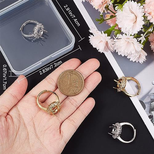 Beebeecraft 1 Box 4Pcs Prong Ring Brass Adjustable 4 Claws Flower Blanks Finger Ring Bases Settings Components with Cubic Zirconia for DIY Ring Jewelry Making - Image 3