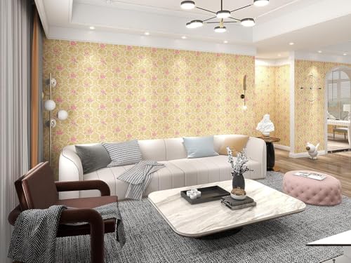 Image of LC 200 X 45 CM Rose Gold Damask Self Adhesive Wallpaper for Living Room Bed Room Kitchen Peel and Stick Vinyl Wallpaper