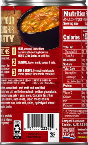 Image of Campbell's Chunky Soup, Hearty Beef and Barley Soup, 18.8 Oz Can (Pack of 2)