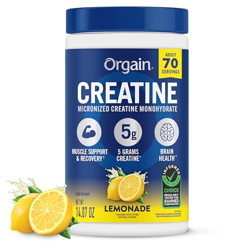 Orgain Creatine Monohydrate Micronized Powder, Lemonade, 70 Servings