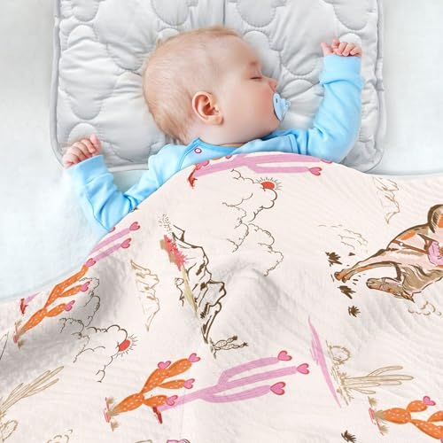 Image of Cowgirl Western American Baby Blankets Soft Warm Crib Stroller Blanket for Toddler Newborn Girls Boys 30x40in