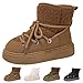 Womens Winter Snow Boots Warm Fur Lined Mid Calf Booties Fashion Lace Up Round Toe Boots Comfortable Outdoor Anti-Slip Shoes Fashion Non-Slip Walking Shoes Resistant Platform Booties