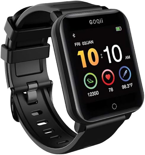 GOQii Smart Vital Fitness SpO2 1.3" HD Full Touch, Smart Notification Waterproof Smart Watch for Android Phones Blood Oxygen, Fitness,...