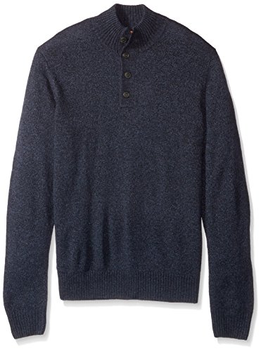 Dickies Men's Big and Tall Solid Jersey Button Mock, Midnight, 2XB