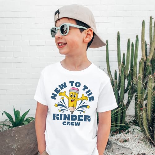 New To The Kinder Crew Kids Shirt - Back To Elementary School Retro Pencil Outfit - Cute Gift For First Day Of Kindergarten Announcement - Natural Toddler & Youth T-Shirt4